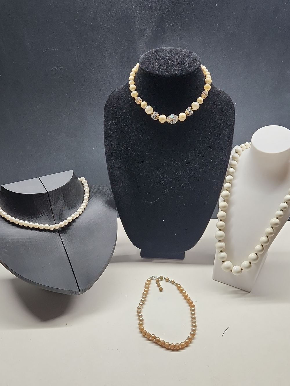 Classic Cream And White faux Pearl And Bead Necklace Bundle